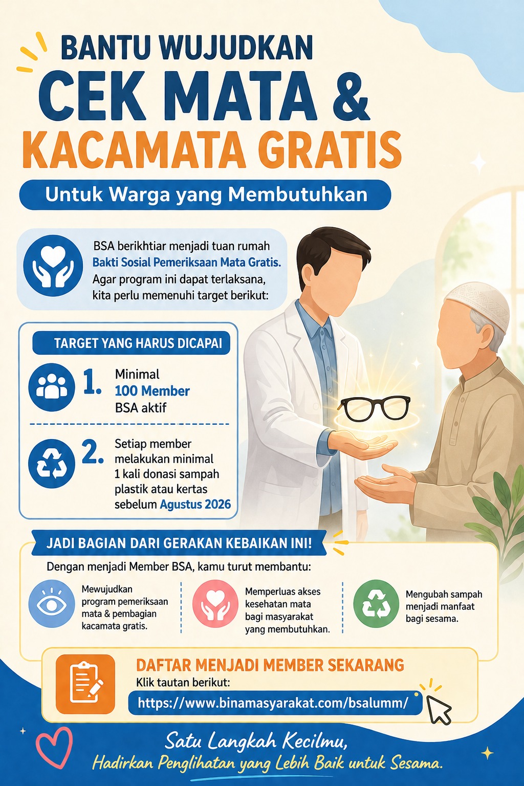 Poster Cek Mata & Kacamata Gratis - Bank Sampah Al-Umm
